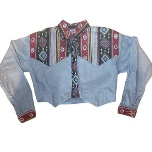 Vintage Western Denim Crop Top